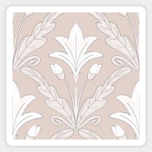 Regency style modern floral damask medallion pattern in neutral taupe beige and cream Sticker